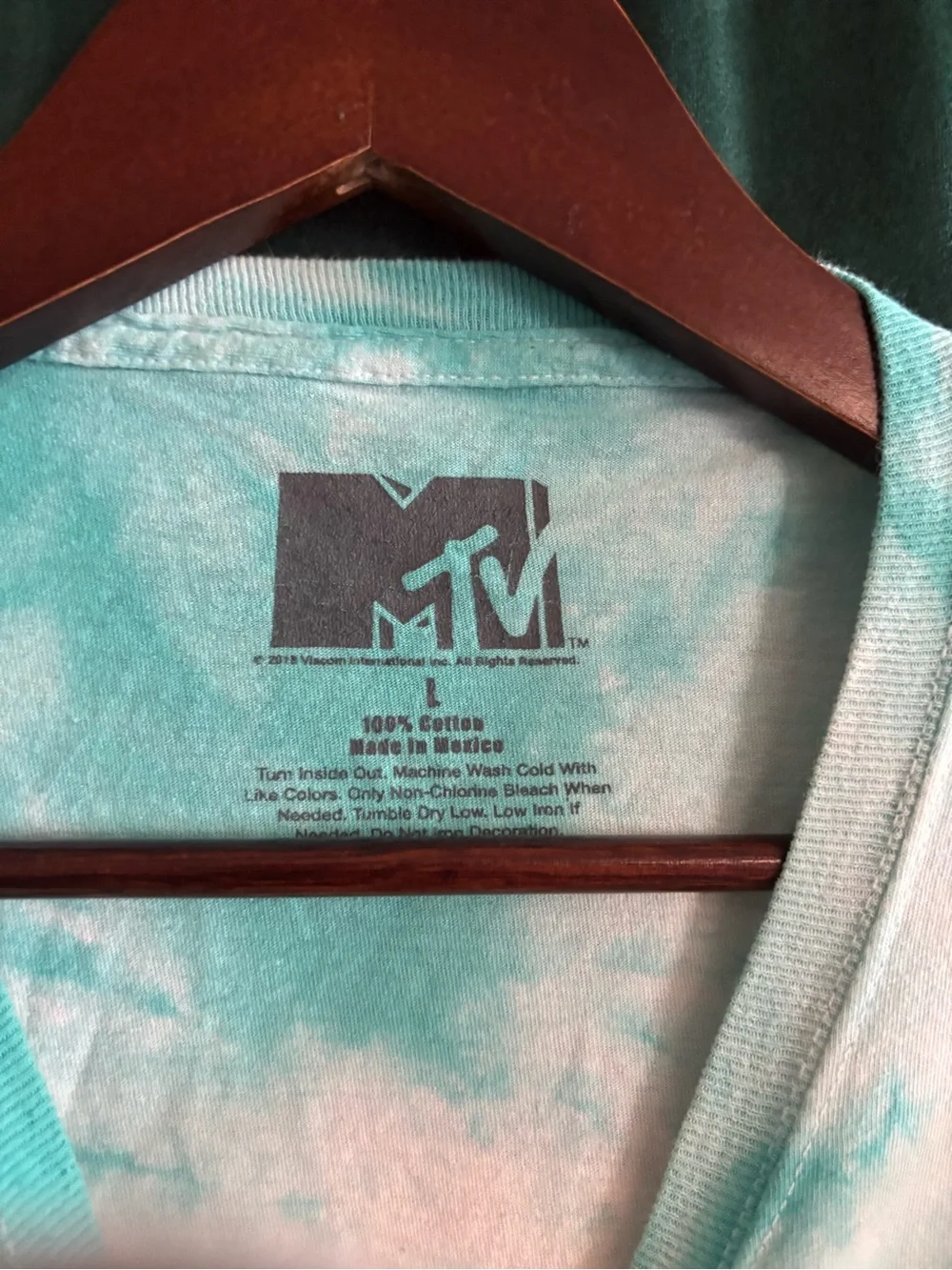 MTV Tie-Dye Tee - Teal, White & Black Logo - Picture 2 of 5